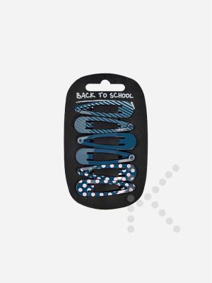 Patterned Hair Clips (Navy)