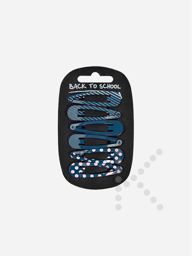 Patterned Hair Clips (Navy)