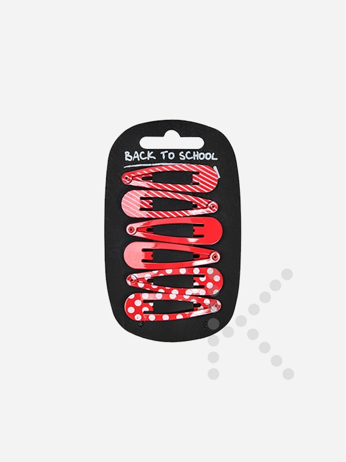 Patterned Hair Clips (Red)