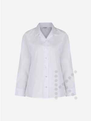 Long Sleeve Open Collar White Blouses (Twin Pack)