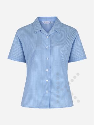 Short Sleeve Open Collar Blue Blouses (Twin Pack)