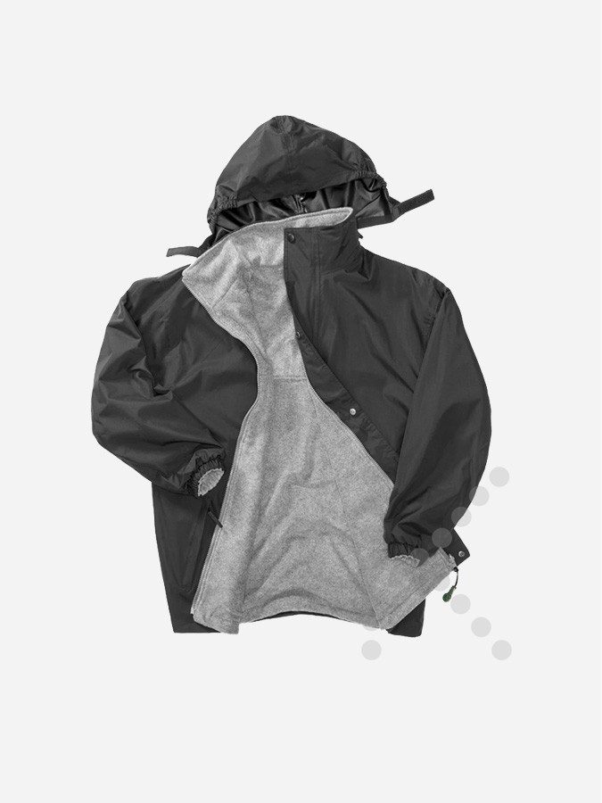 Fleece Lined Jacket - Black/Grey - Image 2