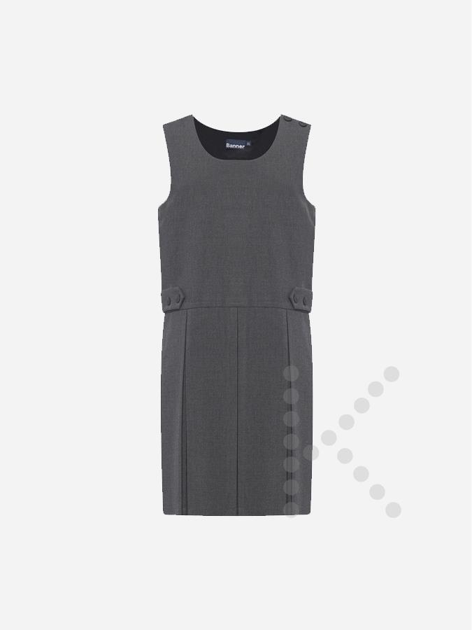 Box Pleat Pinafore Dress (Grey)
