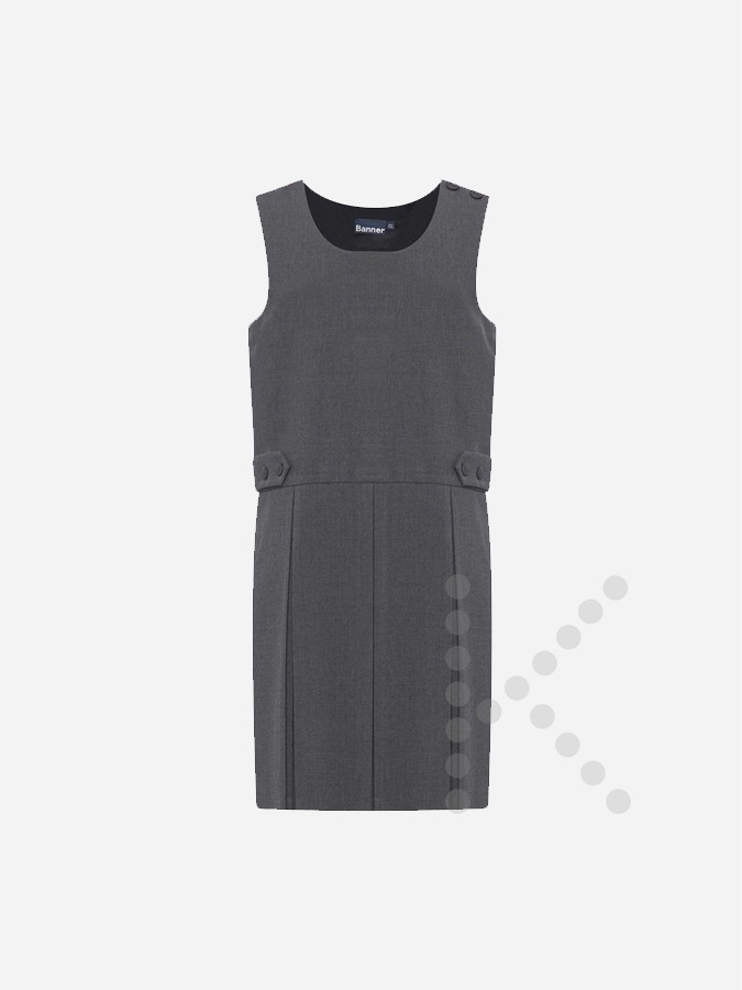 Box Pleat Pinafore Dress (Grey)