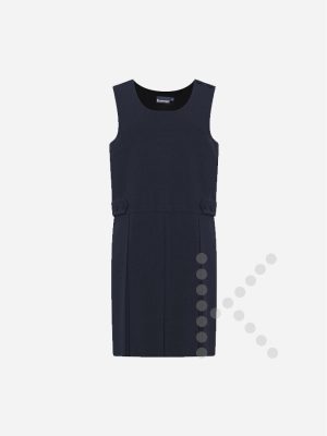 Box Pleat Pinafore Dress (Navy)