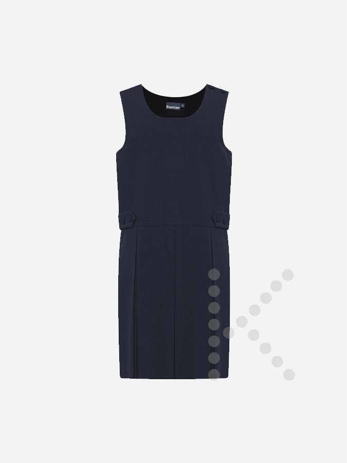 Box Pleat Pinafore Dress (Navy)