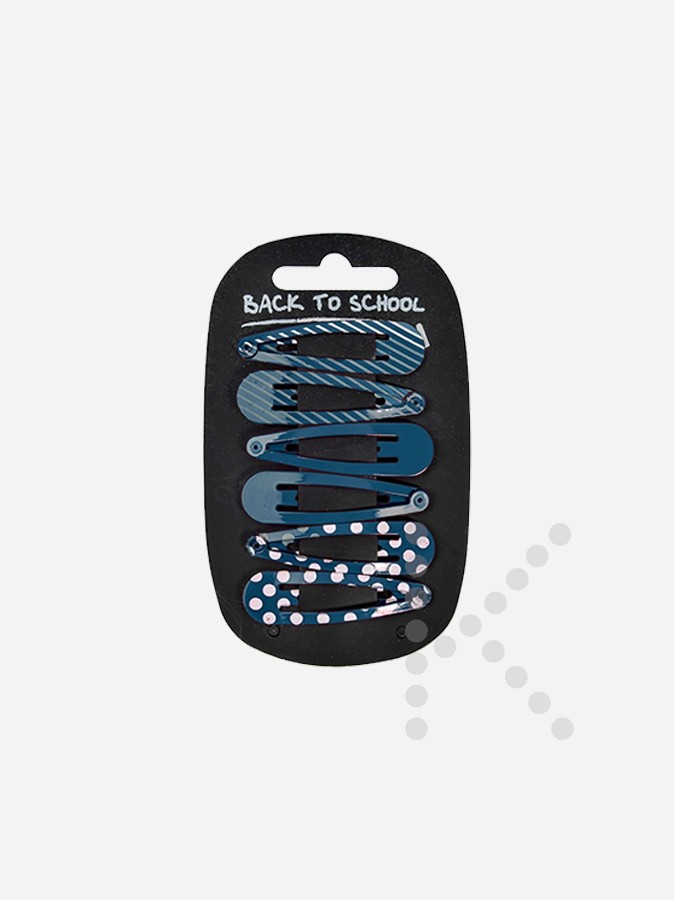 Patterned Hair Clips (Navy)